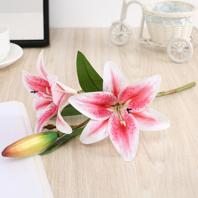 1Pc Artificial Flower Decorative Home Decoration Gift Short Branch Fake Lily Bouquet Simulation Flower for Living Room 