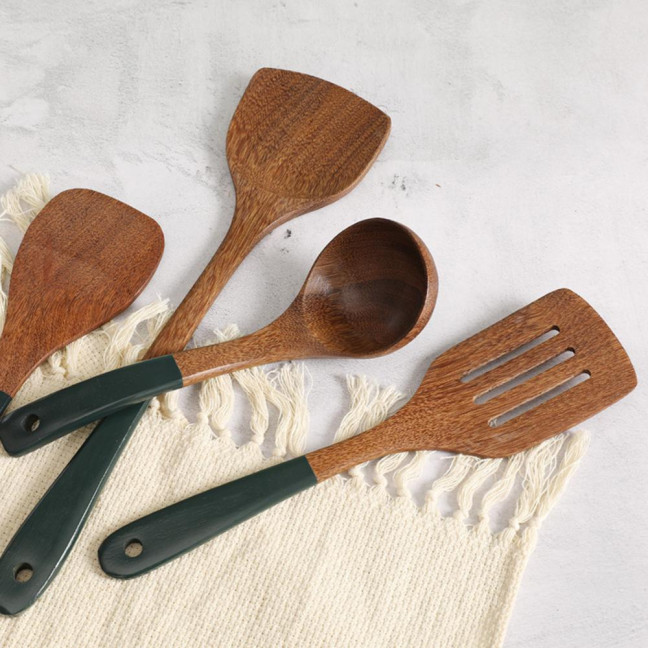 Cooking Spatula Heat-proof Anti-slip Wooden Daily Use Chef Cooking Wok Shovel Kitchenware Supplies 