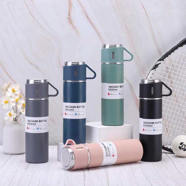 500ml Water Cup Large Capacity Leak-Proof Stainless Steel Double-Layer Vacuum Coffee Cup for Gift 