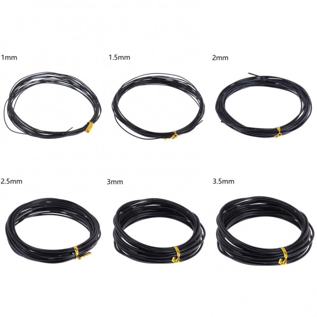 1 Roll 5m Bonsai Wire Bendable Reusable Rustproof Flexible Convenient Storage Plant Shape 6 Sizes Bonsai Branch Training Black Wire for Balcony