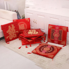 Seat Cushion Washable Tassel Design Chinese Style Embroidered Pain Relief Bay Window Cushion Photo Props 