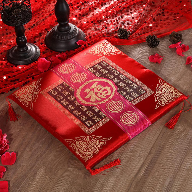 Seat Cushion Washable Tassel Design Chinese Style Embroidered Pain Relief Bay Window Cushion Photo Props 