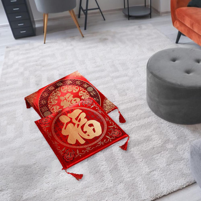Seat Cushion Washable Tassel Design Chinese Style Embroidered Pain Relief Bay Window Cushion Photo Props 