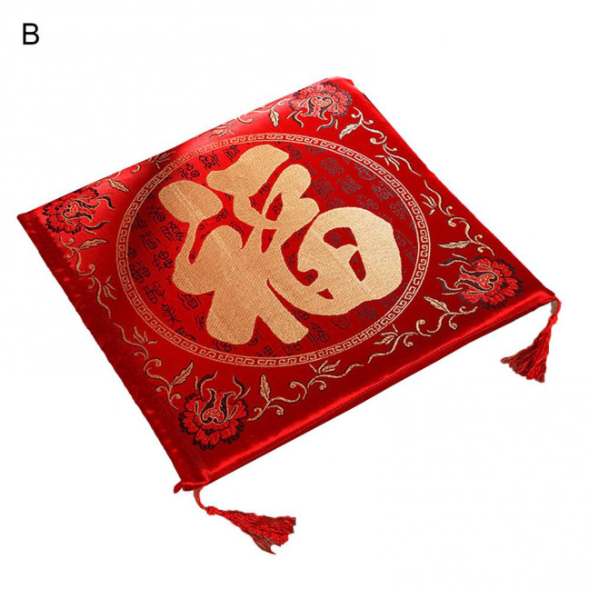 Seat Cushion Washable Tassel Design Chinese Style Embroidered Pain Relief Bay Window Cushion Photo Props 
