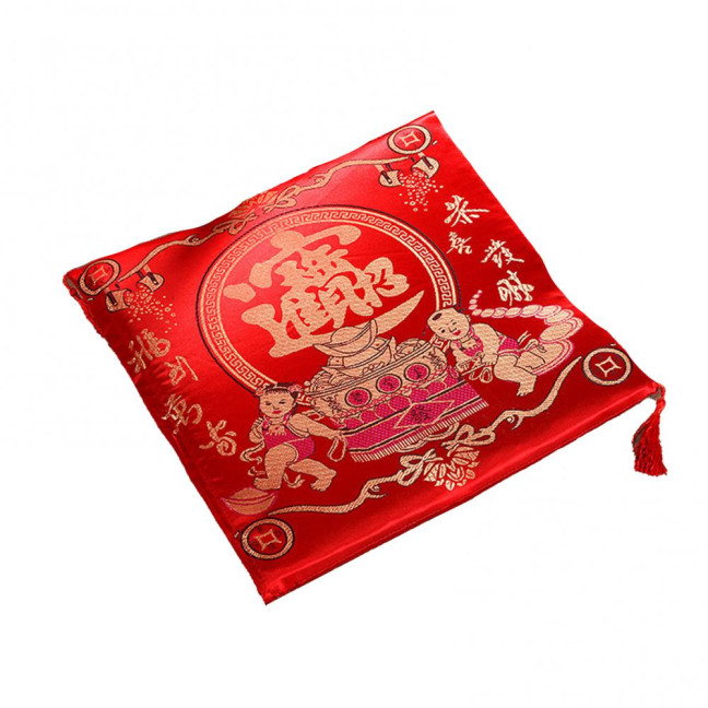 Seat Cushion Washable Tassel Design Chinese Style Embroidered Pain Relief Bay Window Cushion Photo Props 