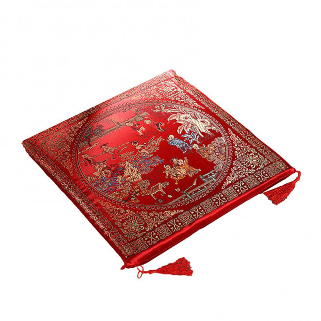 Seat Cushion Washable Tassel Design Chinese Style Embroidered Pain Relief Bay Window Cushion Photo Props 