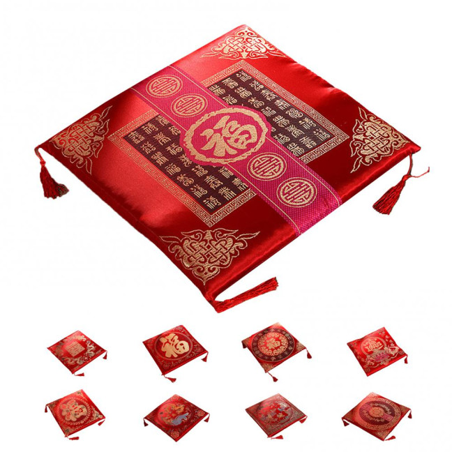 Seat Cushion Washable Tassel Design Chinese Style Embroidered Pain Relief Bay Window Cushion Photo Props 