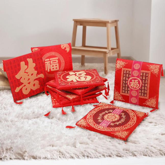 Seat Cushion Washable Tassel Design Chinese Style Embroidered Pain Relief Bay Window Cushion Photo Props 