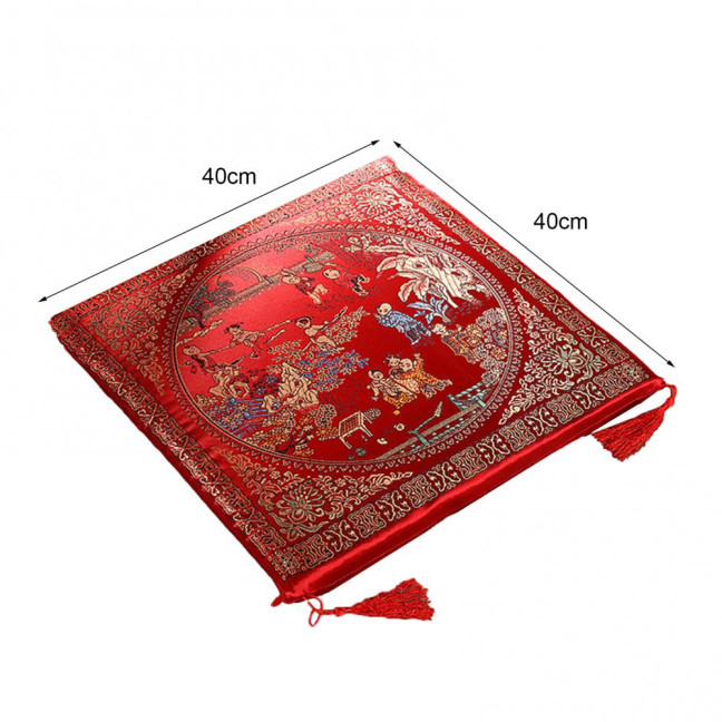 Seat Cushion Washable Tassel Design Chinese Style Embroidered Pain Relief Bay Window Cushion Photo Props 