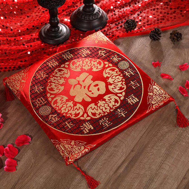 Seat Cushion Washable Tassel Design Chinese Style Embroidered Pain Relief Bay Window Cushion Photo Props 