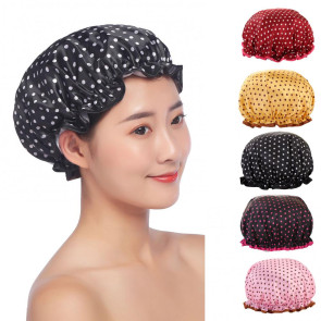 Shower Hat Elastic Multifunctional Thickened Reusable Comfortable Waterproof Double Layer Soft Large Brim Bath Cap Household Supplies