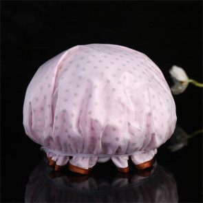 Shower Hat Elastic Multifunctional Thickened Reusable Comfortable Waterproof Double Layer Soft Large Brim Bath Cap Household Supplies