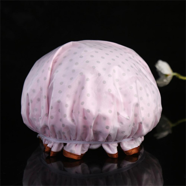 Shower Hat Elastic Multifunctional Thickened Reusable Comfortable Waterproof Double Layer Soft Large Brim Bath Cap Household Supplies