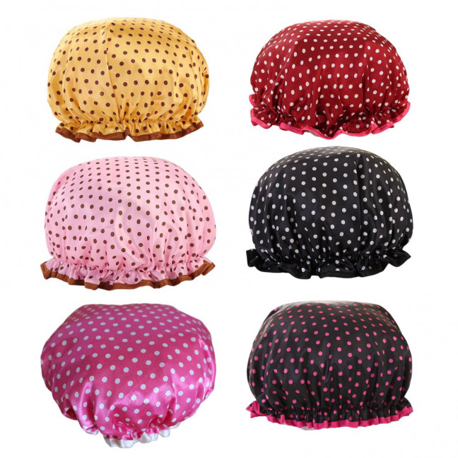 Shower Hat Elastic Multifunctional Thickened Reusable Comfortable Waterproof Double Layer Soft Large Brim Bath Cap Household Supplies