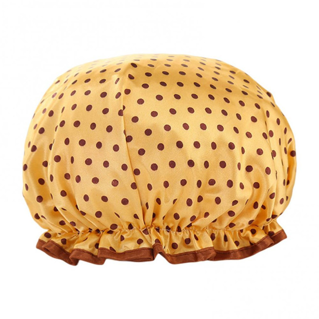 Shower Hat Elastic Multifunctional Thickened Reusable Comfortable Waterproof Double Layer Soft Large Brim Bath Cap Household Supplies