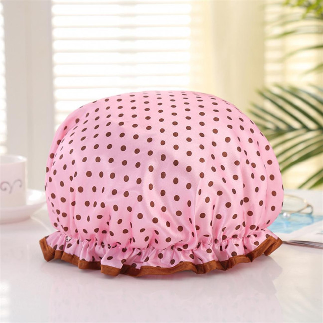 Shower Hat Elastic Multifunctional Thickened Reusable Comfortable Waterproof Double Layer Soft Large Brim Bath Cap Household Supplies