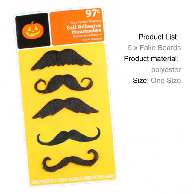 5Pcs Fake Beard Realistic Stylish Decorative Easy to Use Odorless Self-adhesive Novel Easily Removed Fake Mustache Halloween Supplies 5Pcs Fake Beard Realistic Stylish Decorative Easy to Use Odorless Self-adhesive Novel Easily Removed Fake Mustache Halloween Supplies