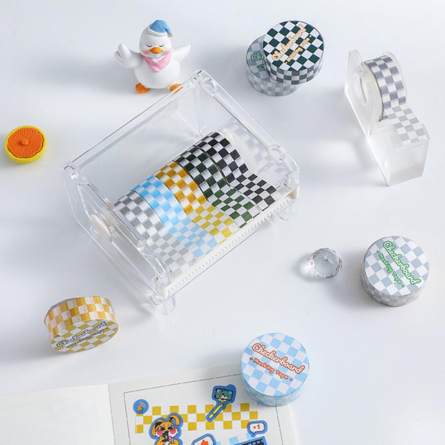 1 Roll Washi Tape Sticky Adhesive Clear Print Removable Fade-resistant Scrapbooking Washi Checkerboard Pattern Paper Tape for Kids 1 Roll Washi Tape Sticky Adhesive Clear Print Removable Fade-resistant Scrapbooking Washi Checkerboard Pattern Paper Tape for Kids