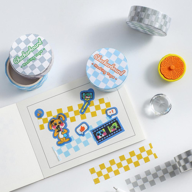 1 Roll Washi Tape Sticky Adhesive Clear Print Removable Fade-resistant Scrapbooking Washi Checkerboard Pattern Paper Tape for Kids 1 Roll Washi Tape Sticky Adhesive Clear Print Removable Fade-resistant Scrapbooking Washi Checkerboard Pattern Paper Tape for Kids