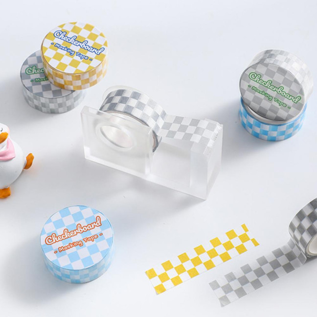 1 Roll Washi Tape Sticky Adhesive Clear Print Removable Fade-resistant Scrapbooking Washi Checkerboard Pattern Paper Tape for Kids 1 Roll Washi Tape Sticky Adhesive Clear Print Removable Fade-resistant Scrapbooking Washi Checkerboard Pattern Paper Tape for Kids