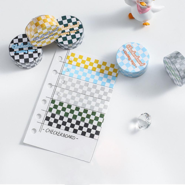 1 Roll Washi Tape Sticky Adhesive Clear Print Removable Fade-resistant Scrapbooking Washi Checkerboard Pattern Paper Tape for Kids 1 Roll Washi Tape Sticky Adhesive Clear Print Removable Fade-resistant Scrapbooking Washi Checkerboard Pattern Paper Tape for Kids