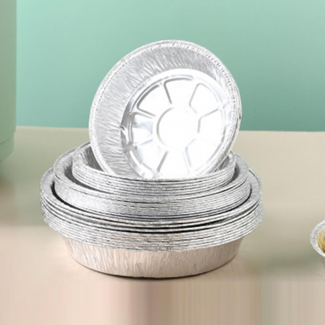 10Pcs Foil Bowl Oil-proof Heat-resistant Non-stick Stackable Recyclable Storing Round Meal Prep Aluminum Foil Pan for Barbecue