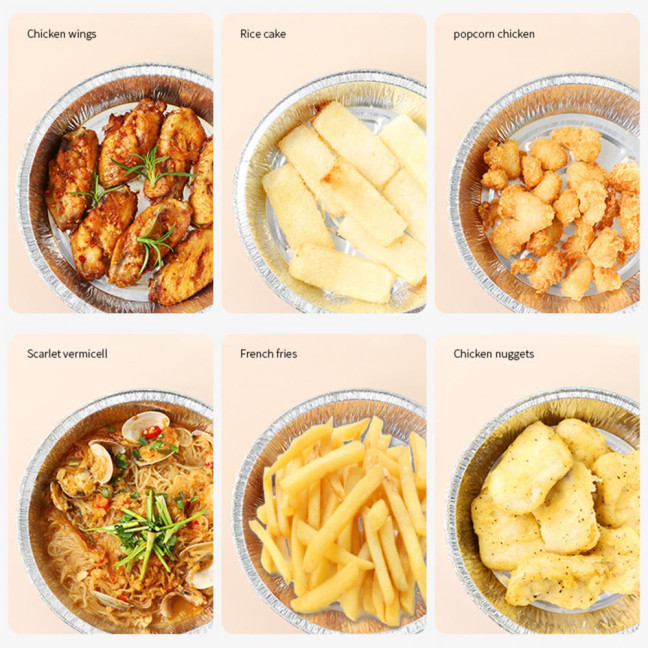 10Pcs Foil Bowl Oil-proof Heat-resistant Non-stick Stackable Recyclable Storing Round Meal Prep Aluminum Foil Pan for Barbecue