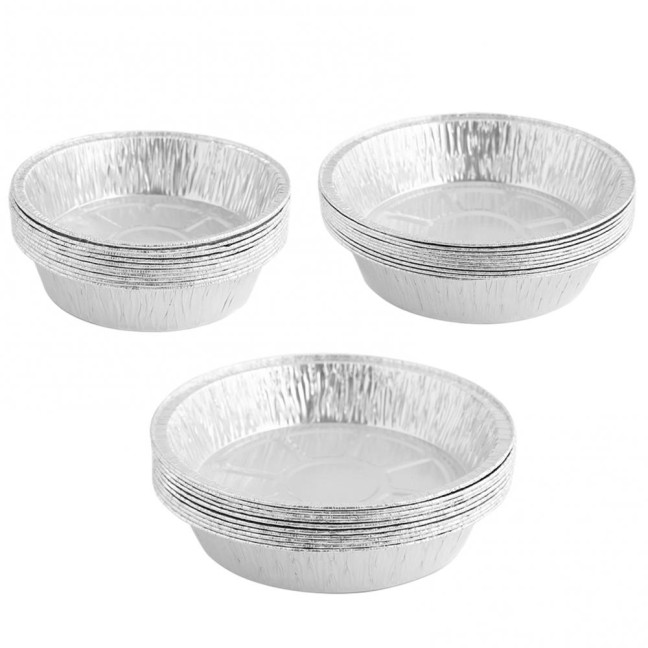 10Pcs Foil Bowl Oil-proof Heat-resistant Non-stick Stackable Recyclable Storing Round Meal Prep Aluminum Foil Pan for Barbecue