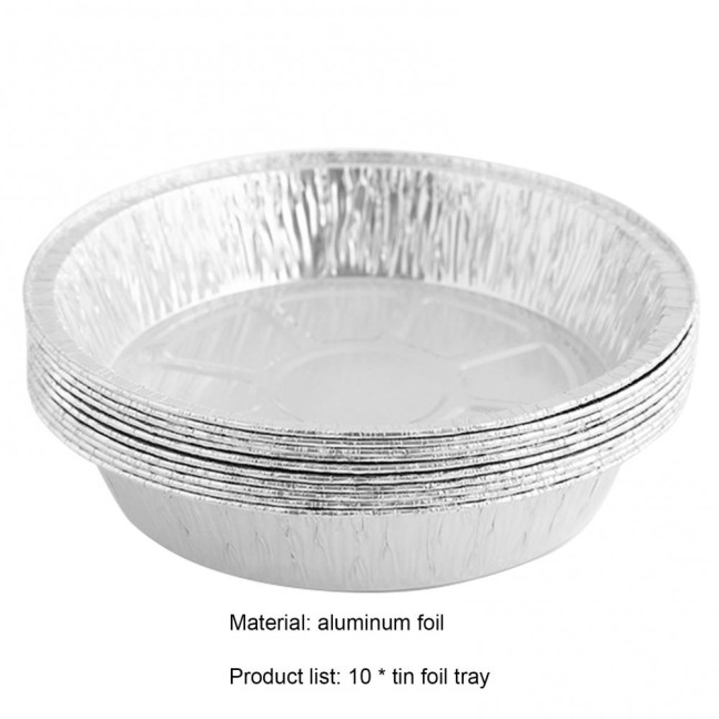 10Pcs Foil Bowl Oil-proof Heat-resistant Non-stick Stackable Recyclable Storing Round Meal Prep Aluminum Foil Pan for Barbecue