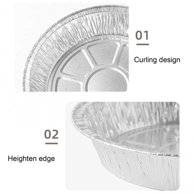 10Pcs Foil Bowl Oil-proof Heat-resistant Non-stick Stackable Recyclable Storing Round Meal Prep Aluminum Foil Pan for Barbecue