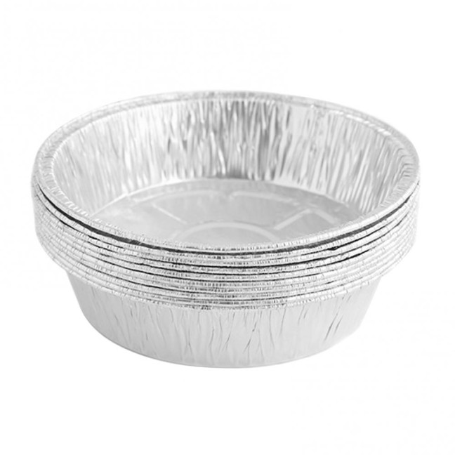 10Pcs Foil Bowl Oil-proof Heat-resistant Non-stick Stackable Recyclable Storing Round Meal Prep Aluminum Foil Pan for Barbecue