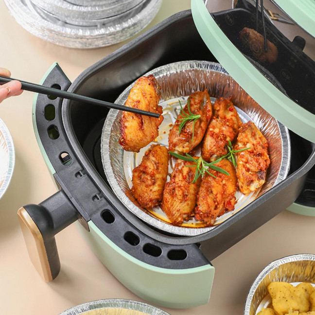 10Pcs Foil Bowl Oil-proof Heat-resistant Non-stick Stackable Recyclable Storing Round Meal Prep Aluminum Foil Pan for Barbecue