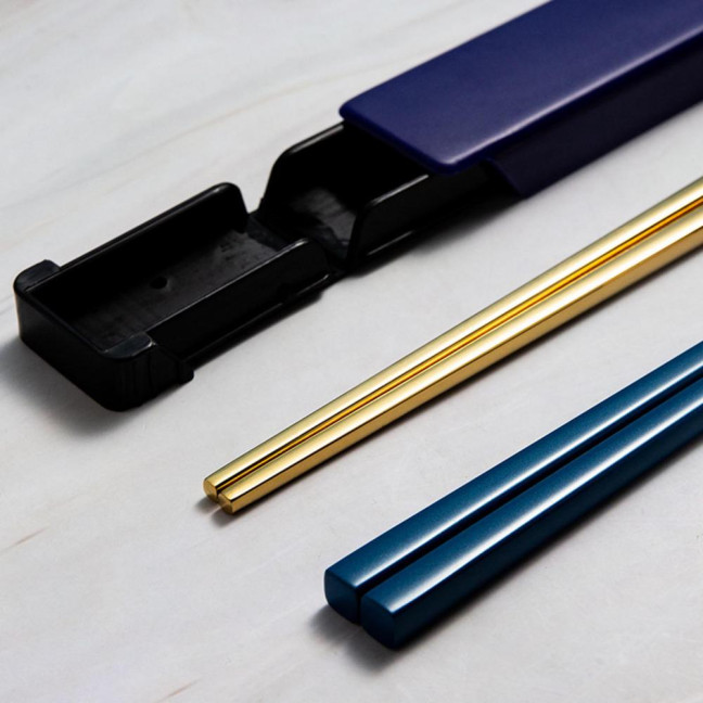 1 Set Stainless Steel Chopsticks with Case Reusable Easy to Clean Rustproof Non-slip Eating Dishwasher Safe Lunch Chopsticks Dinnerware