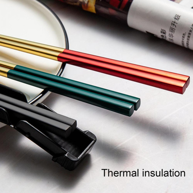 1 Set Stainless Steel Chopsticks with Case Reusable Easy to Clean Rustproof Non-slip Eating Dishwasher Safe Lunch Chopsticks Dinnerware