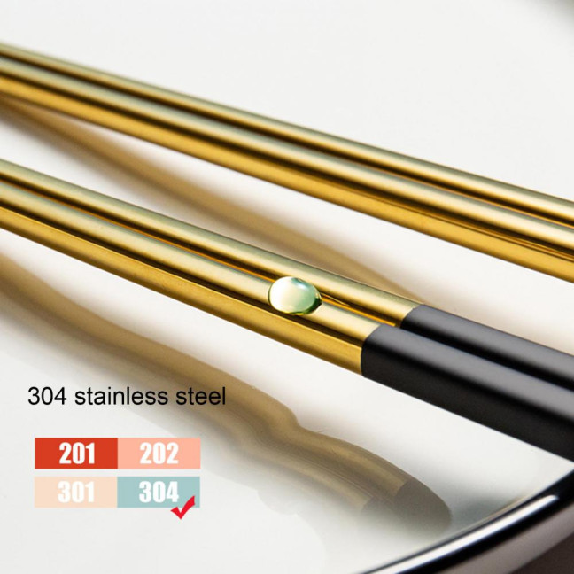 1 Set Stainless Steel Chopsticks with Case Reusable Easy to Clean Rustproof Non-slip Eating Dishwasher Safe Lunch Chopsticks Dinnerware