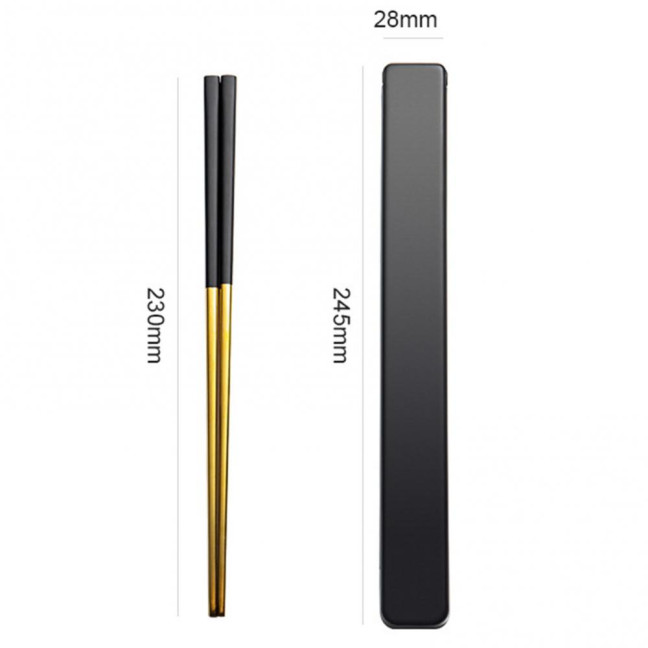 1 Set Stainless Steel Chopsticks with Case Reusable Easy to Clean Rustproof Non-slip Eating Dishwasher Safe Lunch Chopsticks Dinnerware
