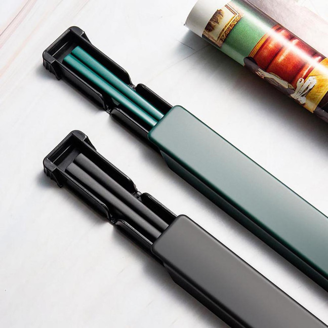 1 Set Stainless Steel Chopsticks with Case Reusable Easy to Clean Rustproof Non-slip Eating Dishwasher Safe Lunch Chopsticks Dinnerware