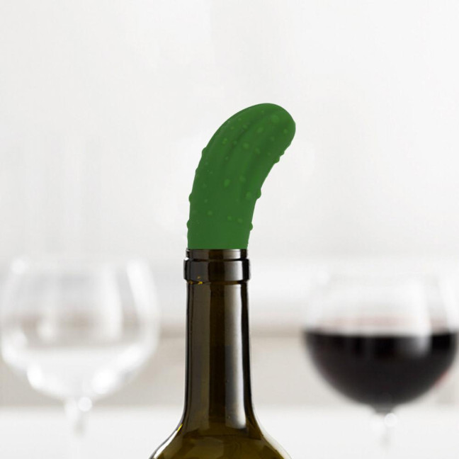 Silicone Stopper Resealable Flexible Long Term Use No Odor Wear-resistant Good Sealing Performance Cucumber Shape Beer Champagne Wine Cork Plug for Home