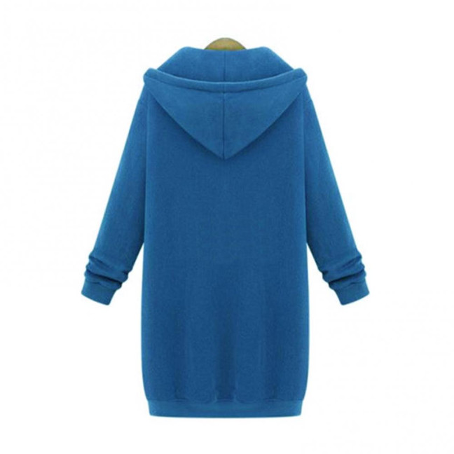 Women Coat Solid Color Thick Long Sleeves Drawstring Long Lady Jacket Women Clothes