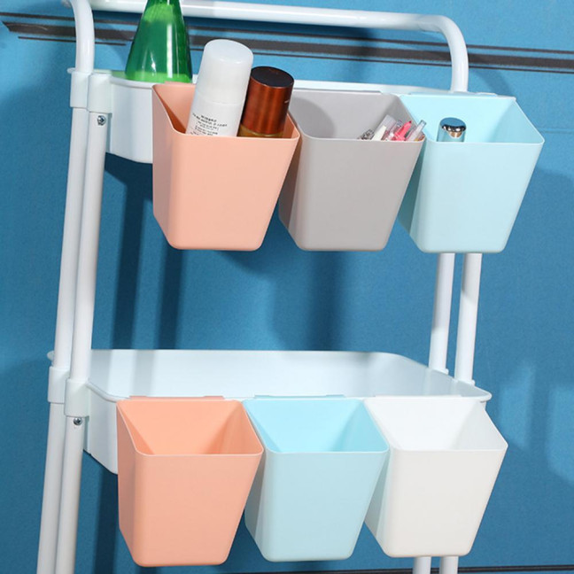 Hanging Basket Hook Design Easy Hanging Large Capacity Moisture-proof Wide Mouth Storage Plastic Space Saving Storage Bucket for Bedroom