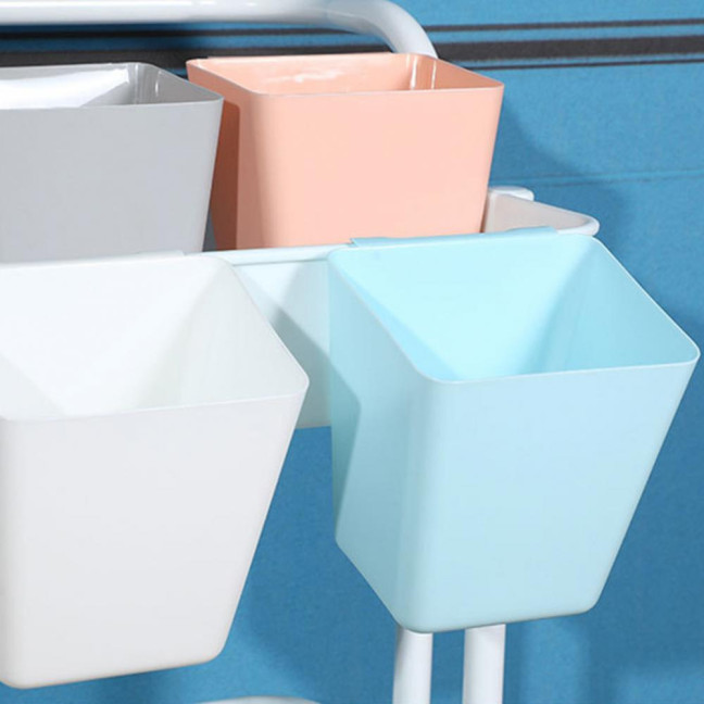 Hanging Basket Hook Design Easy Hanging Large Capacity Moisture-proof Wide Mouth Storage Plastic Space Saving Storage Bucket for Bedroom