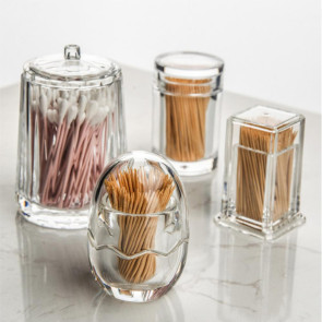 Thicken Toothpick Holder Cotton Swab Box Acrylic Home Use Table Small Transparent Toothpick Canister for Dining Room