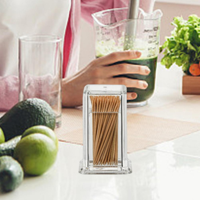 Thicken Toothpick Holder Cotton Swab Box Acrylic Home Use Table Small Transparent Toothpick Canister for Dining Room