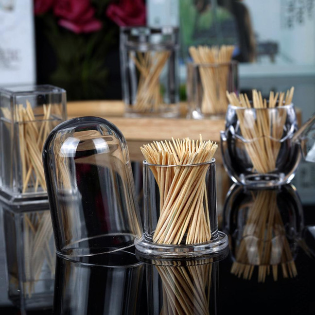 Thicken Toothpick Holder Cotton Swab Box Acrylic Home Use Table Small Transparent Toothpick Canister for Dining Room