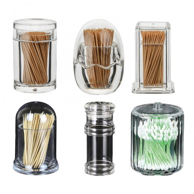 Thicken Toothpick Holder Cotton Swab Box Acrylic Home Use Table Small Transparent Toothpick Canister for Dining Room