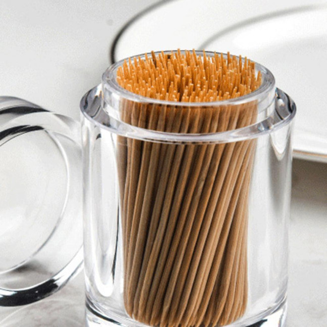 Thicken Toothpick Holder Cotton Swab Box Acrylic Home Use Table Small Transparent Toothpick Canister for Dining Room