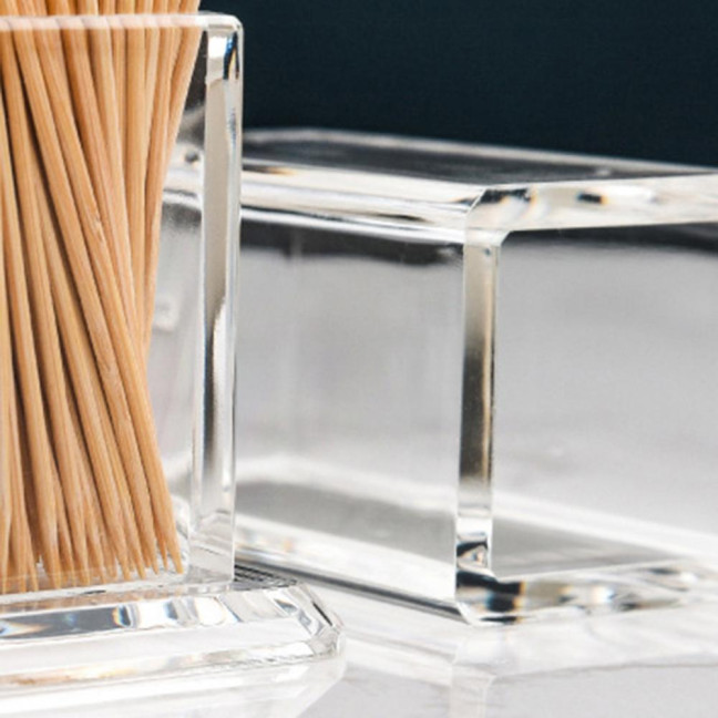 Thicken Toothpick Holder Cotton Swab Box Acrylic Home Use Table Small Transparent Toothpick Canister for Dining Room