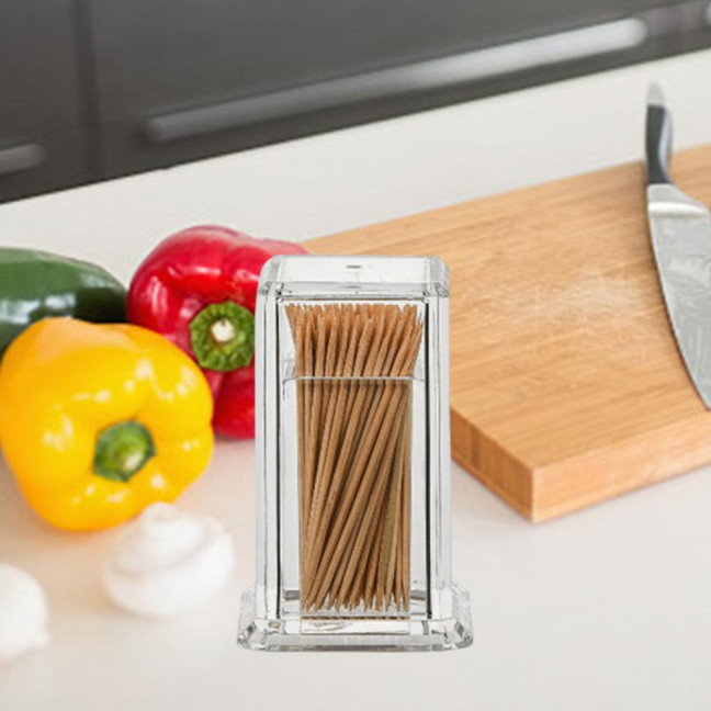 Thicken Toothpick Holder Cotton Swab Box Acrylic Home Use Table Small Transparent Toothpick Canister for Dining Room