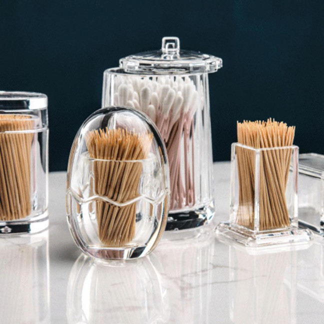 Thicken Toothpick Holder Cotton Swab Box Acrylic Home Use Table Small Transparent Toothpick Canister for Dining Room