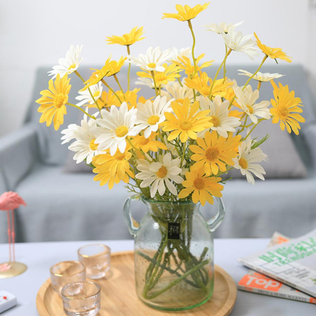 5 Heads Artificial Flower UV Resistant Silk Colorful Fake Flower Decor Handcraft Flower Model Wild Floral Arrangements Home Decor